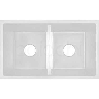 Baiachi 770 x 450 Double Bowl Granite Kitchen Sink White