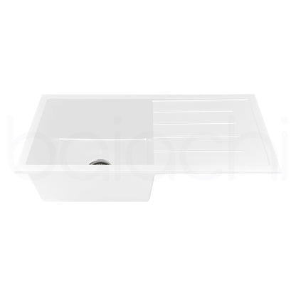 Baiachi 860 x 450 Single Bowl and Drainer Granite Kitchen Sink White