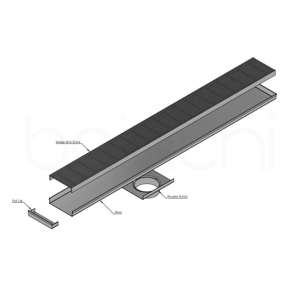 150-600mm Linear Heelguard Adjustable Floor Waste Matte Black