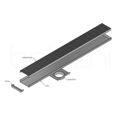 150-600mm Linear Heelguard Adjustable Floor Waste Matte Black