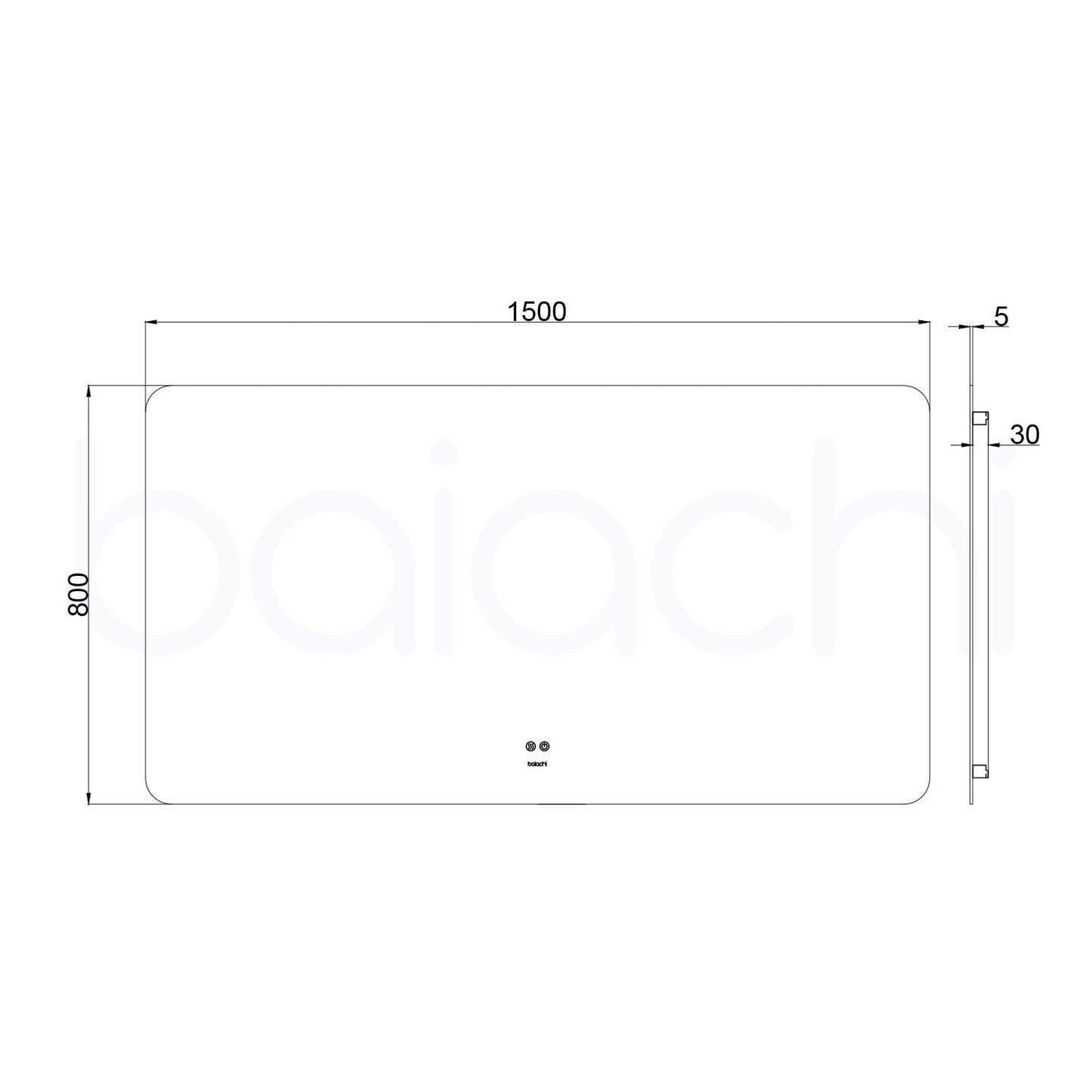 Baiachi LED Square 1500x800mm Backlit Anti-Fog Mirror