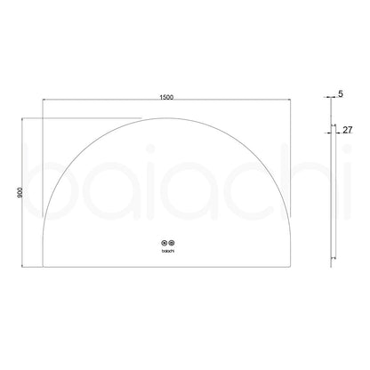 Baiachi LED Halfmoon 1500mmx900mm Backlit Anti-Fog Mirror