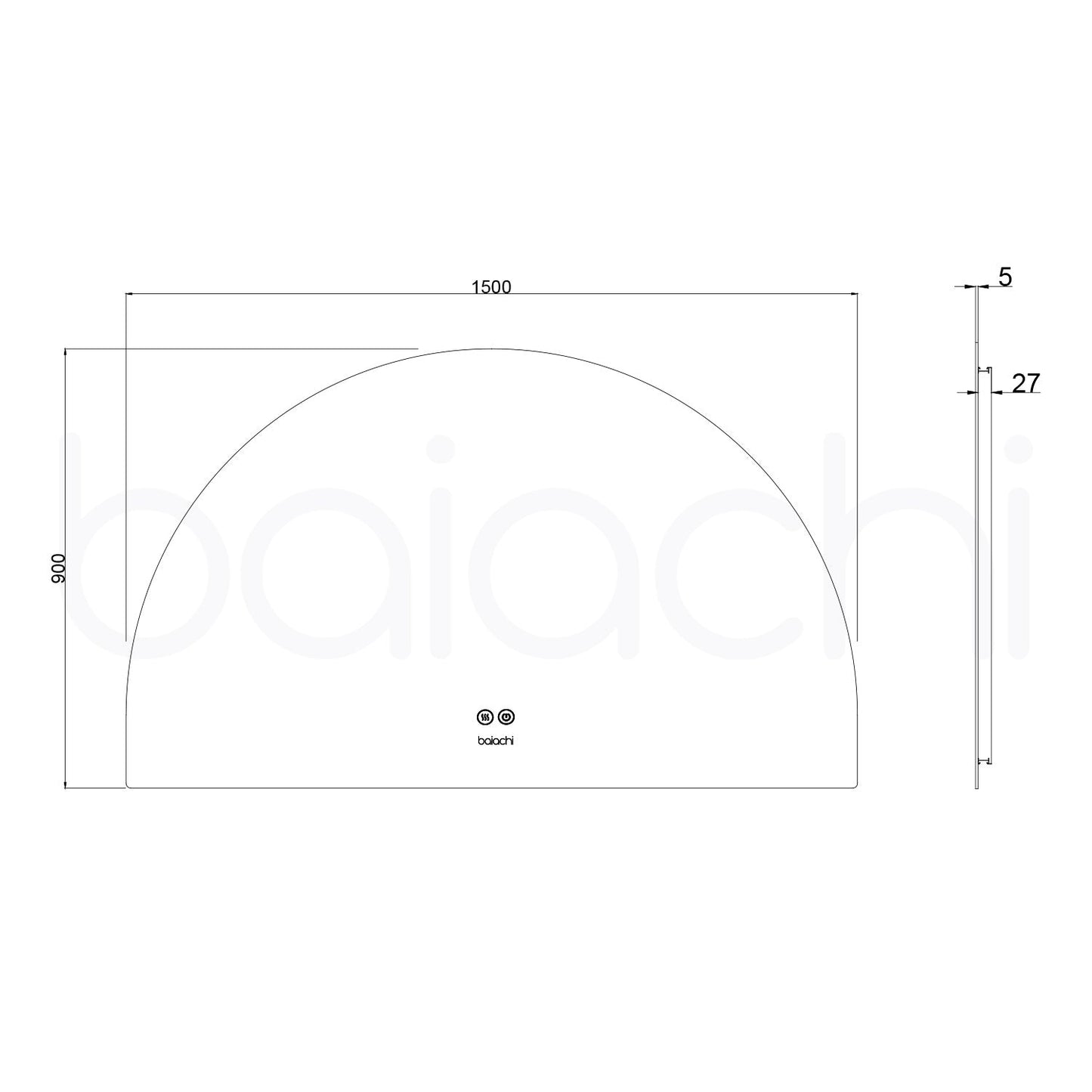 Baiachi LED Square 1500x800mm Backlit Anti-Fog Mirror