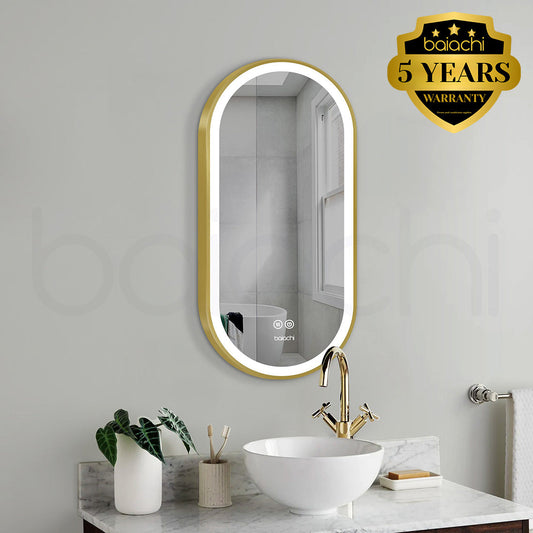 Baiachi Cora LED Oval 450mmx900mm Frame Mirror Brushed Gold