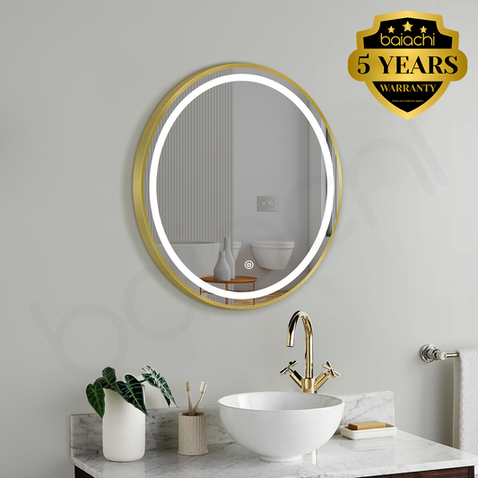 Baiachi Otus LED Round 600mm Frame Mirror Brushed Gold