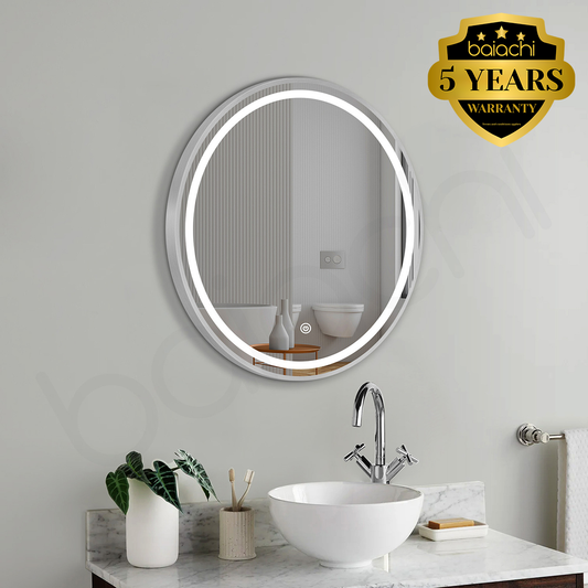 Baiachi Otus LED Round 600mm Frame Mirror Brushed Silver