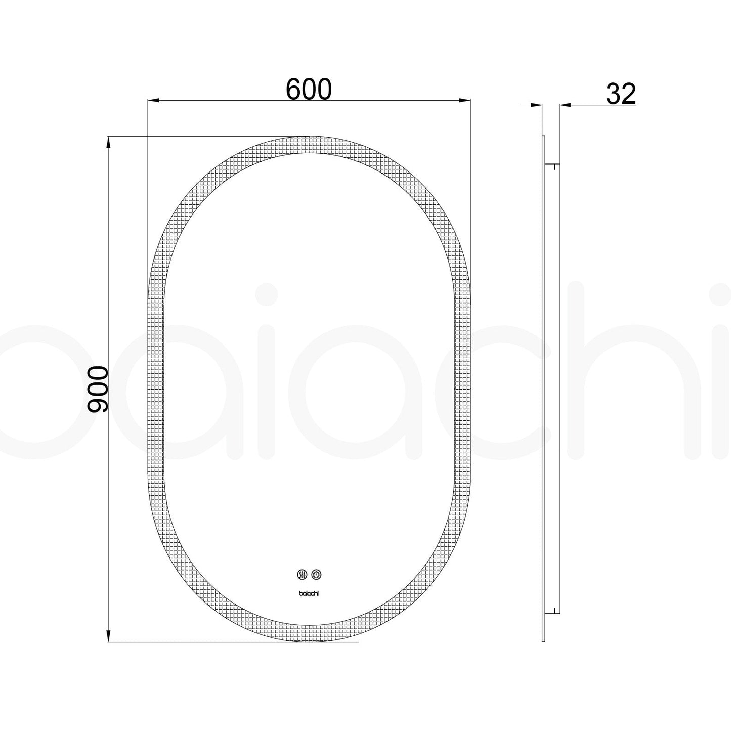 Baiachi Cora LED Oval 600mmx900mm Frame Mirror Brushed Silver
