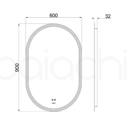 Baiachi Cora LED Oval 600mmx900mm Frame Mirror Brushed Silver