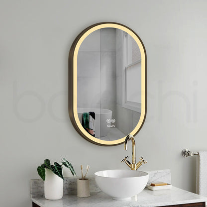 Baiachi Cora LED Oval 600mmx900mm Frame Mirror Antique Bronze