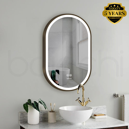 Baiachi Cora LED Oval 600mmx900mm Frame Mirror Antique Bronze
