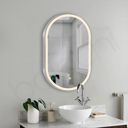 Baiachi Cora LED Oval 600mmx900mm Frame Mirror Brushed Silver