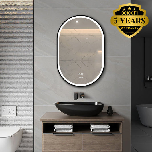 Baiachi Cora LED Oval 600mmx900mm Frame Mirror Matte Black
