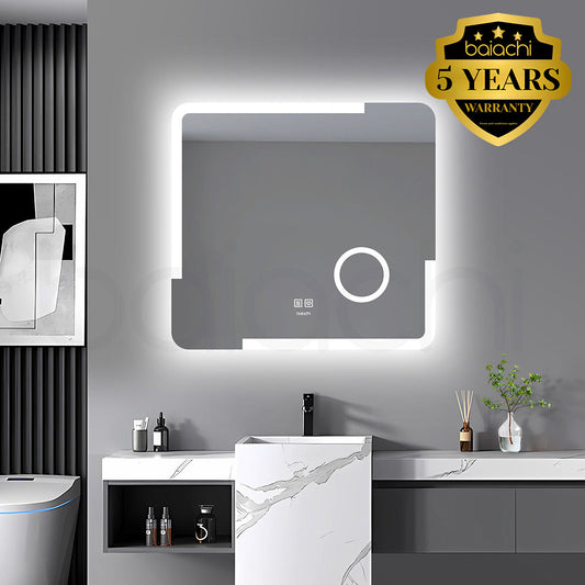 Baiachi LED Square 750x700mm Anti-Fog Mirror with Magnifier
