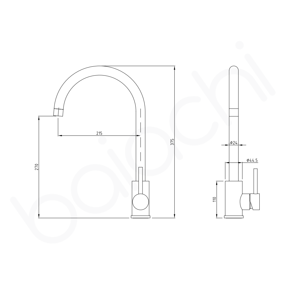 Baiachi Moreton Slimline Sink Mixer Brushed Nickel
