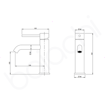 Baiachi Moreton Slimline Basin Mixer Stainless Steel Chrome
