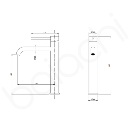 Baiachi Moreton Slimline Highrise Basin Mixer Brushed Nickel