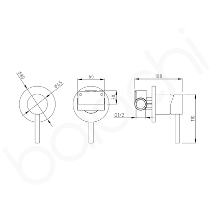 Baiachi Moreton Slimline Wall Mixer Brushed Nickel