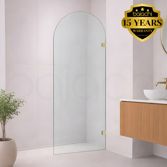Baiachi 1200mm Arched Glass Fixed Panel Shower Screen Brushed Gold