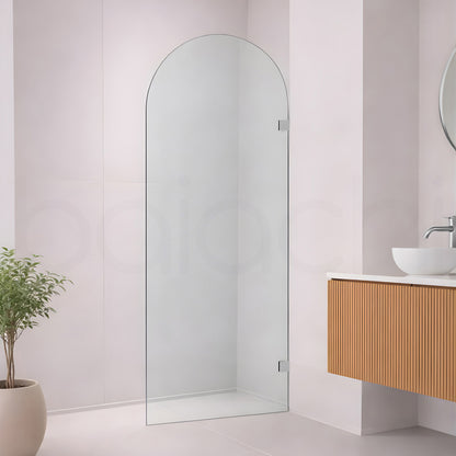 Baiachi 1000mm Arched Glass Fixed Panel Shower Screen Brushed Nickel