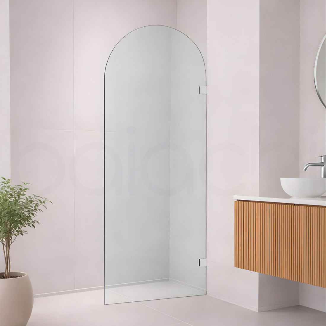 Baiachi 1000mm Arched Glass Fixed Panel Shower Screen Chrome