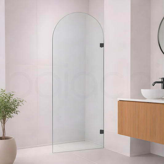 Baiachi 900mm Arched Glass Fixed Panel Shower Screen Matte Black