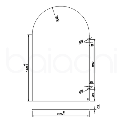 Baiachi 1200mm Arched Glass Fixed Panel Shower Screen Antique Bronze