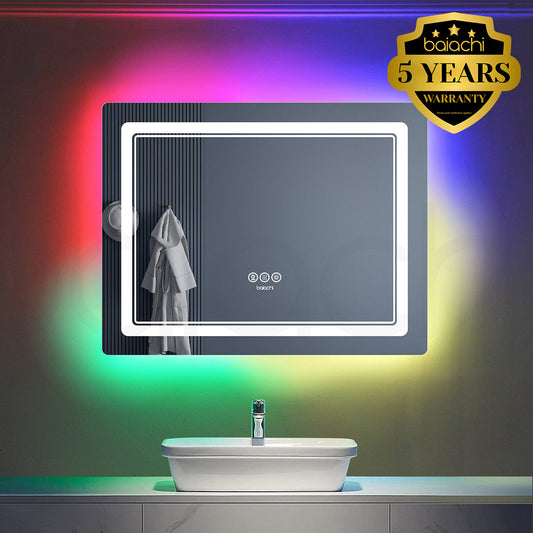 Baiachi LED Square 900x700mm RGB Anti-Fog Mirror