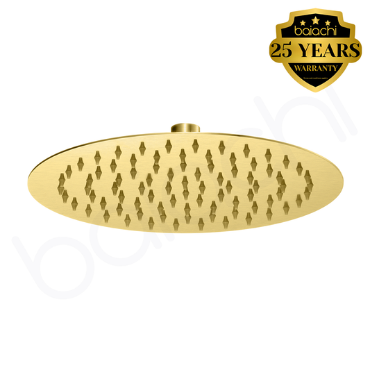 Moreton Round Stainless Steel Shower Head 250mm Brushed Gold