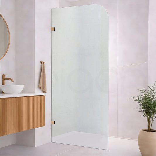 Baiachi 1000mm Curved Fixed Panel Shower Screen Brushed Copper