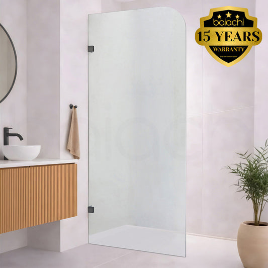 Baiachi 900mm Curved Fixed Panel Shower Screen Matte Black