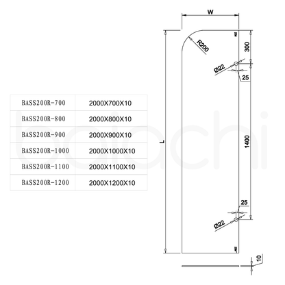 Baiachi 1100mm Curved Fixed Panel Shower Screen Brushed Gold