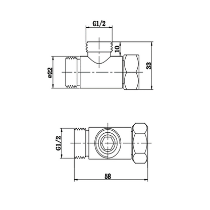 1/2 Union BSP FMM Thread Tee Type 3 Way Brass Pipe Fitting Adapter Coupler Connector Gun Metal