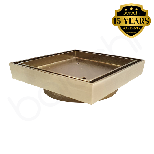 Baiachi 115 x 115mm Square Tile Insert Floor Waste 90mm outlet Brushed Gold