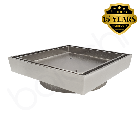 Baiachi 115 x 115mm Square Tile Insert Floor Waste 90mm outlet Brushed Nickel
