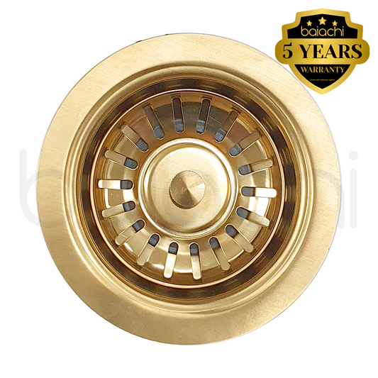 Baiachi Stainless Steel Basket Kitchen Sink Waste 50mm Brushed Gold