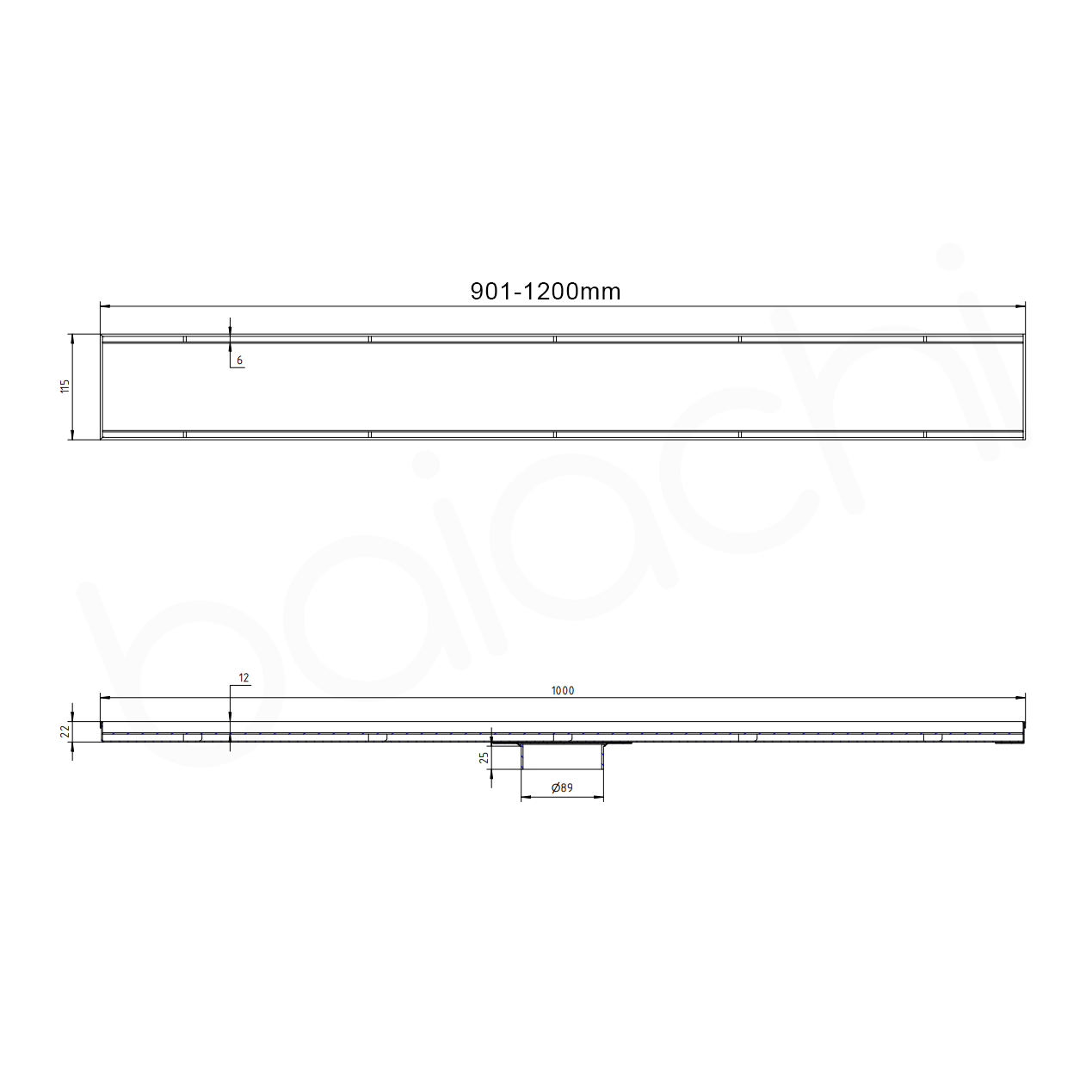 Baiachi 901-1200mm Linear Tile Insert Adjustable Floor Waste Brushed Copper