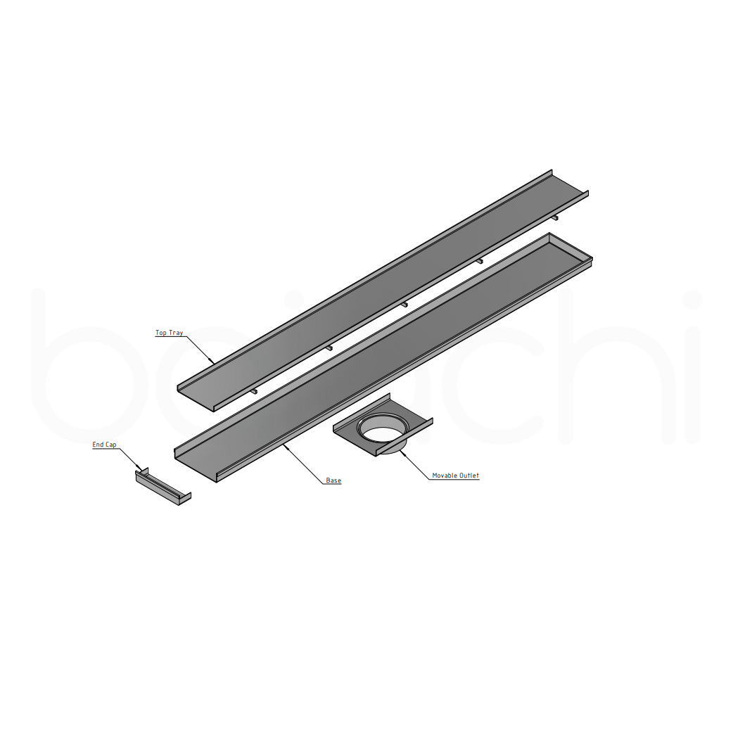 Baiachi 150-600mm Linear Tile Insert Adjustable Floor Waste Brushed Copper