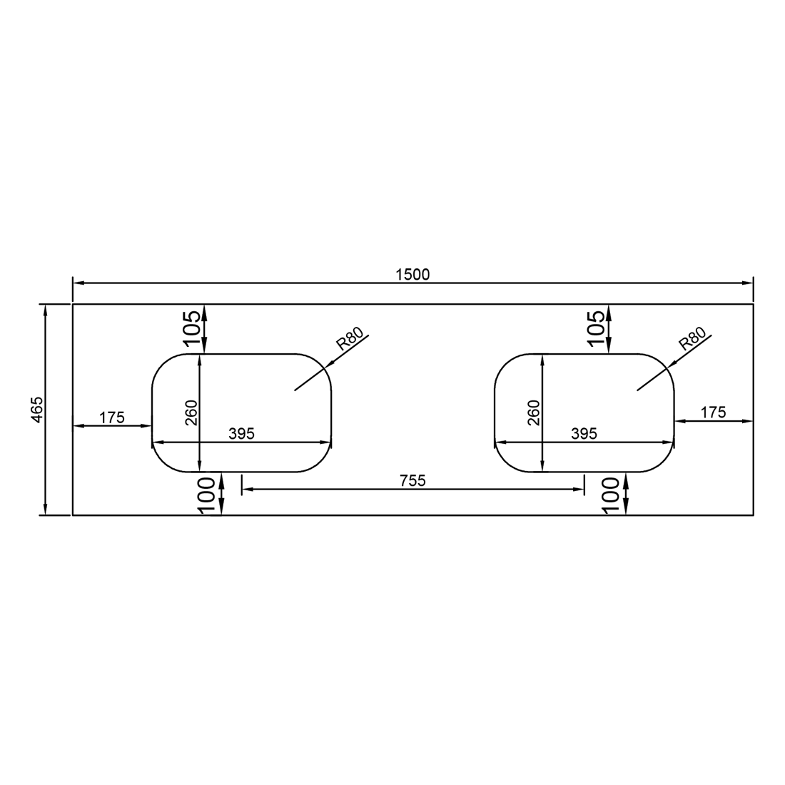 Baiachi 1500mm White Quartz with Undercounter Stone Double Ceramic Basin