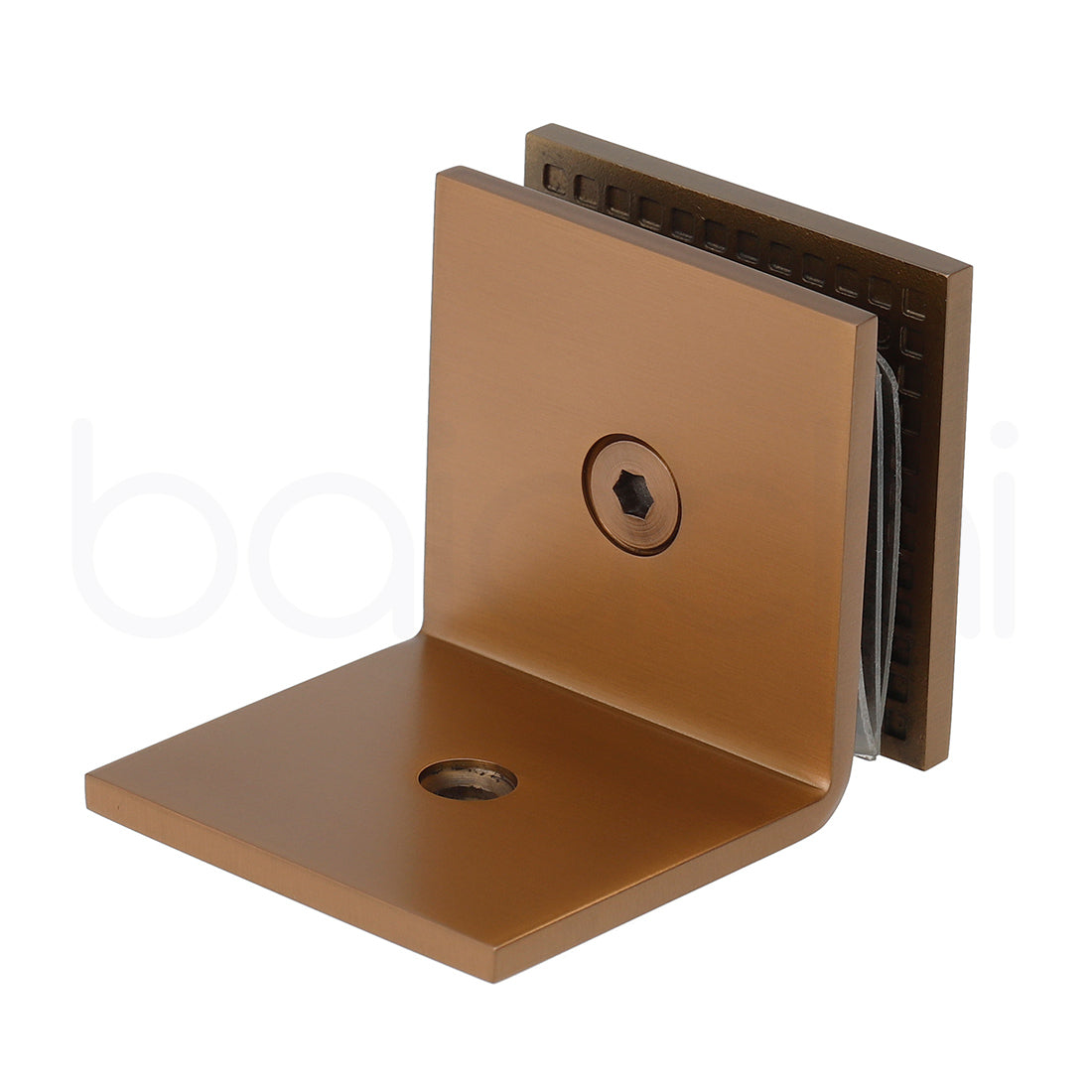 Baiachi 1000mm Curved Fluted Glass Fixed Panel Shower Screen Brushed Copper Right