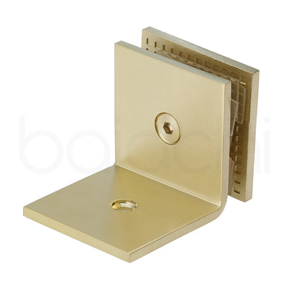 Baiachi 900mm Curved Fluted Glass Fixed Panel Shower Screen Brushed Gold Left