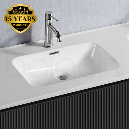 Baiachi Clermont 600 Black Fluted Wall Hung Bathroom Vanity Ceramic Basin