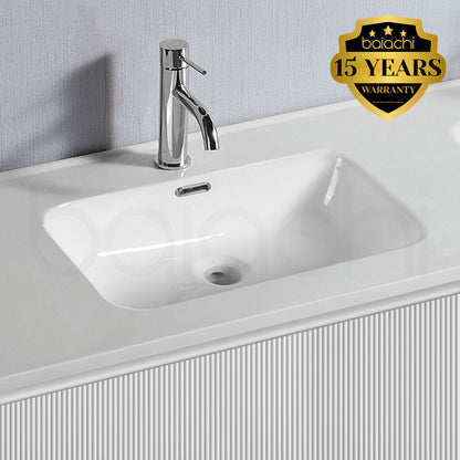 Baiachi Clermont 900 White Fluted Wall Hung Bathroom Vanity Ceramic Basin