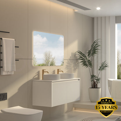 Baiachi Clermont 1200 White Fluted Wall Hung Bathroom Vanity Calacatta Stone Undercounter Basin