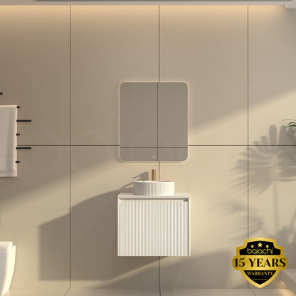 Baiachi Clermont 600 White Fluted Wall Hung Bathroom Vanity Calacatta Stone Undercounter Basin