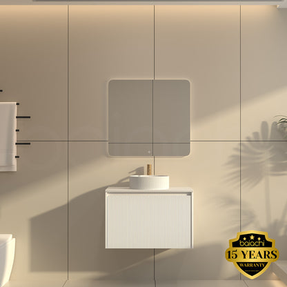 Baiachi Clermont 750 White Fluted Wall Hung Bathroom Vanity Ceramic Basin