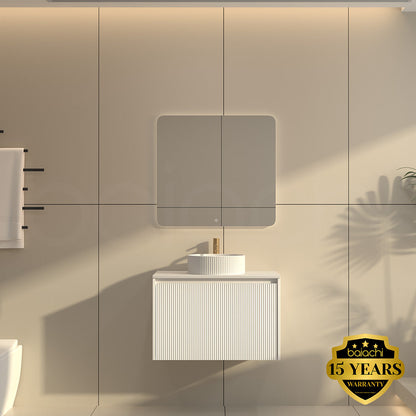 Baiachi Clermont 750 White Fluted Wall Hung Bathroom Vanity Calacatta Stone Undercounter Basin