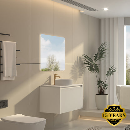 Baiachi Clermont 900 White Fluted Wall Hung Bathroom Vanity White Stone Undercounter Basin