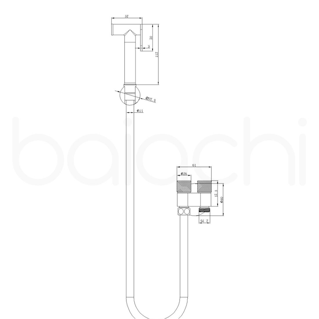 Baiachi Shattaf Toilet Shower Bidet Sprayer Stainless Steel 304 Brushed Copper
