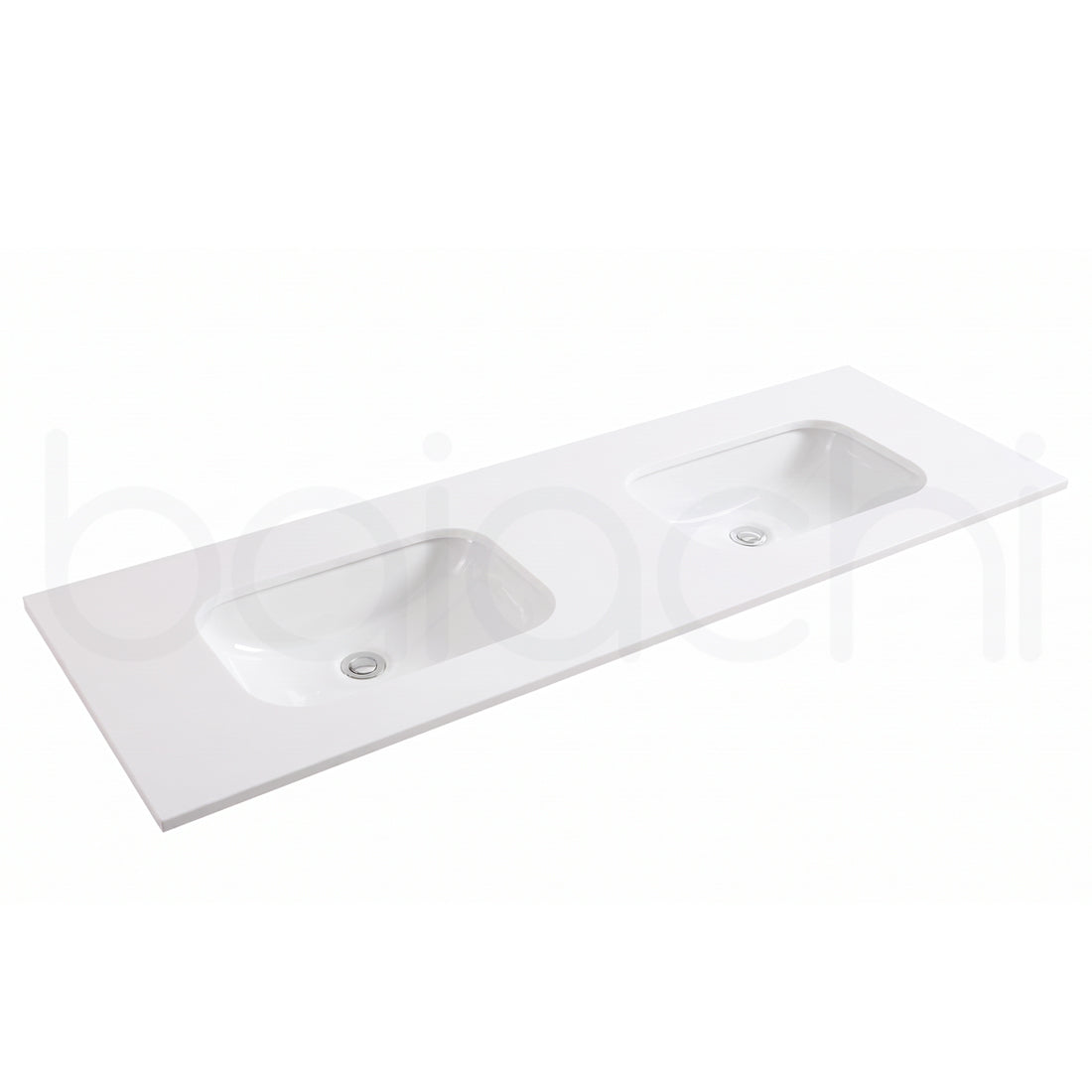 Baiachi 1500mm White Quartz with Undercounter Stone Double Ceramic Basin