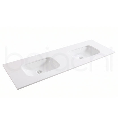 Baiachi 1500mm White Quartz with Undercounter Stone Double Ceramic Basin